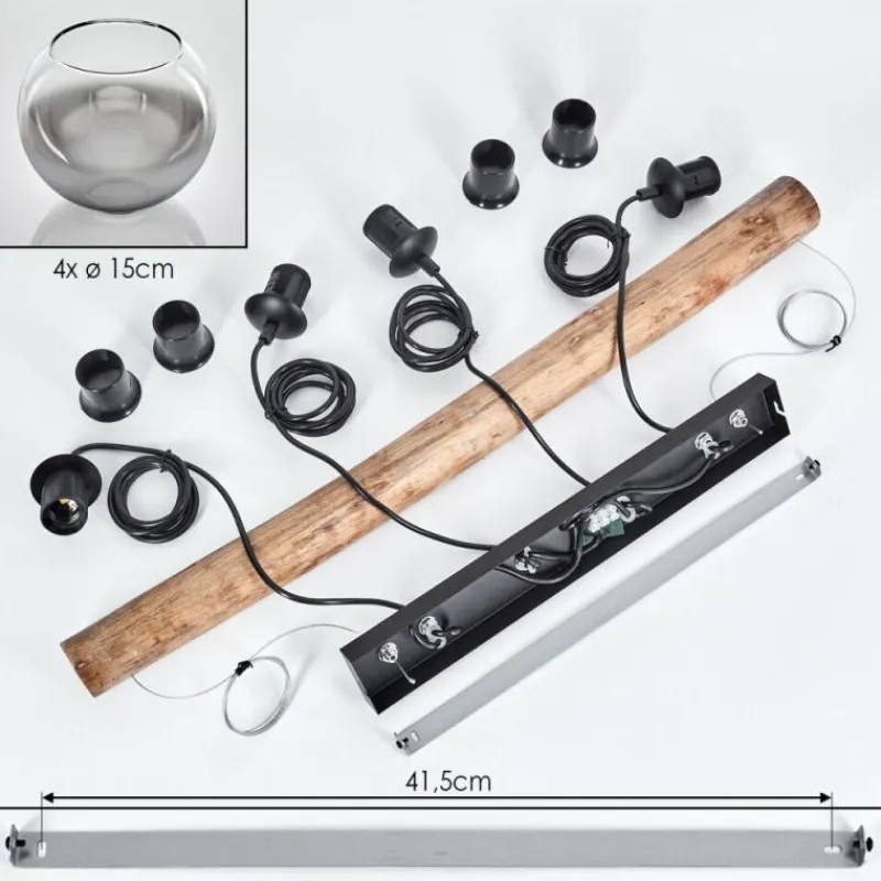 hofstein Koyoto Suspension, Boule lumineuse, Suspension Écru, Noir, 4 lumières