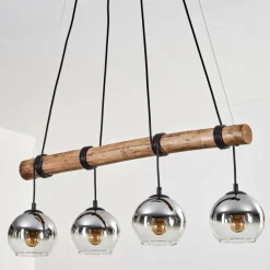 hofstein Koyoto Suspension, Boule lumineuse, Suspension Écru, Noir, 4 lumières