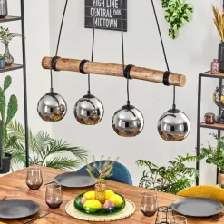 hofstein Koyoto Suspension, Boule lumineuse, Suspension Écru, Noir, 4 lumières