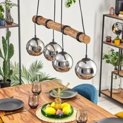 hofstein Koyoto Suspension, Boule lumineuse, Suspension Écru, Noir, 4 lumières