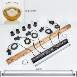 Lampes Dorées-hofstein Koyoto Suspension, Boule lumineuse, Suspension Écru, Noir, 5 lumières