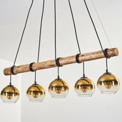 Lampes Dorées-hofstein Koyoto Suspension, Boule lumineuse, Suspension Écru, Noir, 5 lumières