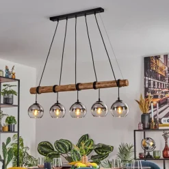 hofstein Koyoto Suspension, Boule lumineuse, Suspension Écru, Noir, 5 lumières