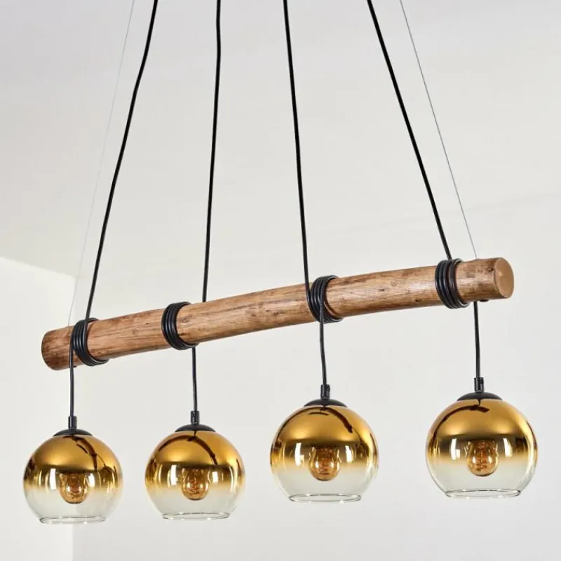 Lampes Dorées-hofstein Koyoto Suspension, Boule lumineuse, Suspension Écru, Noir, 4 lumières