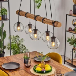 hofstein Koyoto Suspension, Boule lumineuse, Suspension Écru, Noir, 5 lumières