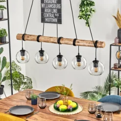 hofstein Koyoto Suspension, Boule lumineuse, Suspension Écru, Noir, 5 lumières