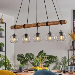 hofstein Koyoto Suspension, Boule lumineuse, Suspension Écru, Noir, 5 lumières