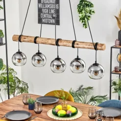 hofstein Koyoto Suspension, Boule lumineuse, Suspension Écru, Noir, 5 lumières