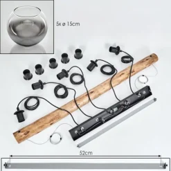 hofstein Koyoto Suspension, Boule lumineuse, Suspension Écru, Noir, 5 lumières