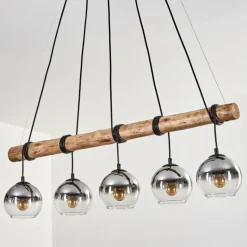 hofstein Koyoto Suspension, Boule lumineuse, Suspension Écru, Noir, 5 lumières