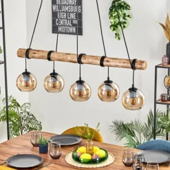 hofstein Koyoto Suspension, Boule lumineuse, Suspension Écru, Noir, 5 lumières