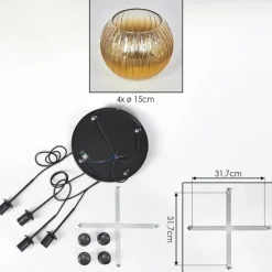 Lampes Dorées-hofstein Koyoto Suspension, Boule lumineuse, Suspension 35 cm Or, Clair, 4 lumières