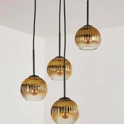 Lampes Dorées-hofstein Koyoto Suspension, Boule lumineuse, Suspension 35 cm Or, Clair, 4 lumières