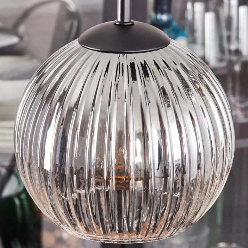 hofstein Koyoto Suspension, Boule lumineuse, Suspension Clair, Fumé, 4 lumières