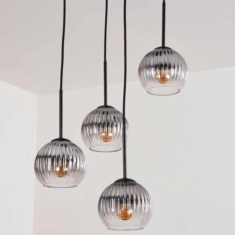 hofstein Koyoto Suspension, Boule lumineuse, Suspension Clair, Fumé, 4 lumières