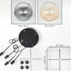 hofstein Koyoto Suspension, Boule lumineuse, Suspension Ambre, Clair, Fumé, 4 lumières