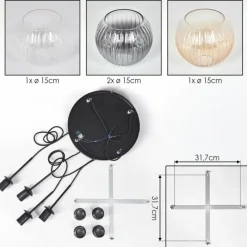 hofstein Koyoto Suspension, Boule lumineuse, Suspension Ambre, Clair, Fumé, 4 lumières