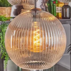 hofstein Koyoto Suspension, Boule lumineuse, Suspension Ambre, Clair, Fumé, 4 lumières