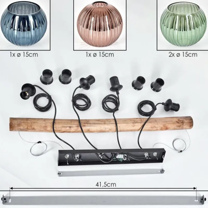 hofstein Koyoto Suspension, Boule lumineuse, Suspension Écru, Noir, 4 lumières