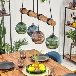 hofstein Koyoto Suspension, Boule lumineuse, Suspension Écru, Noir, 4 lumières