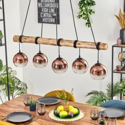 hofstein Koyoto Suspension, Boule lumineuse, Suspension Écru, Noir, 5 lumières