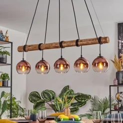 hofstein Koyoto Suspension, Boule lumineuse, Suspension Écru, Noir, 5 lumières