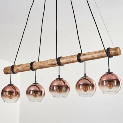 hofstein Koyoto Suspension, Boule lumineuse, Suspension Écru, Noir, 5 lumières