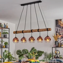 hofstein Koyoto Suspension, Boule lumineuse, Suspension Écru, Noir, 5 lumières