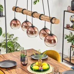 hofstein Koyoto Suspension, Boule lumineuse, Suspension Écru, Noir, 5 lumières