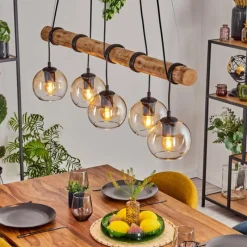 hofstein Koyoto Suspension, Boule lumineuse, Suspension Écru, Noir, 5 lumières