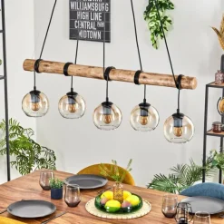 hofstein Koyoto Suspension, Boule lumineuse, Suspension Écru, Noir, 5 lumières