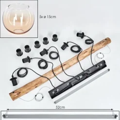 hofstein Koyoto Suspension, Boule lumineuse, Suspension Écru, Noir, 5 lumières