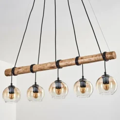 hofstein Koyoto Suspension, Boule lumineuse, Suspension Écru, Noir, 5 lumières