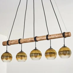 Lampes Dorées-hofstein Koyoto Suspension, Boule lumineuse, Suspension Écru, Noir, 5 lumières