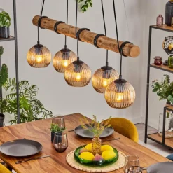 hofstein Koyoto Suspension, Boule lumineuse, Suspension Écru, Noir, 5 lumières