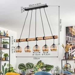 hofstein Koyoto Suspension, Boule lumineuse, Suspension Écru, Noir, 5 lumières