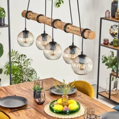 hofstein Koyoto Suspension, Boule lumineuse, Suspension Écru, Noir, 5 lumières