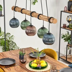 hofstein Koyoto Suspension, Boule lumineuse, Suspension Écru, Noir, 5 lumières