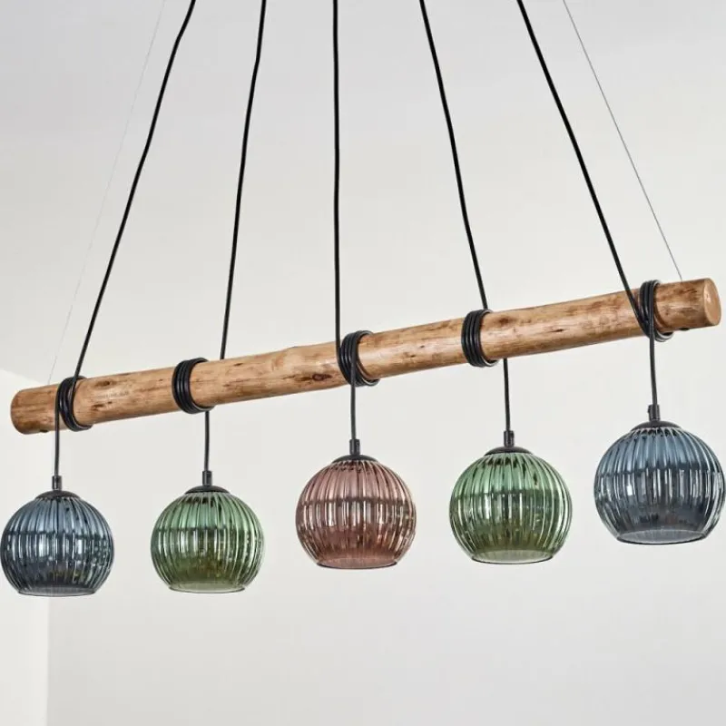 hofstein Koyoto Suspension, Boule lumineuse, Suspension Écru, Noir, 5 lumières