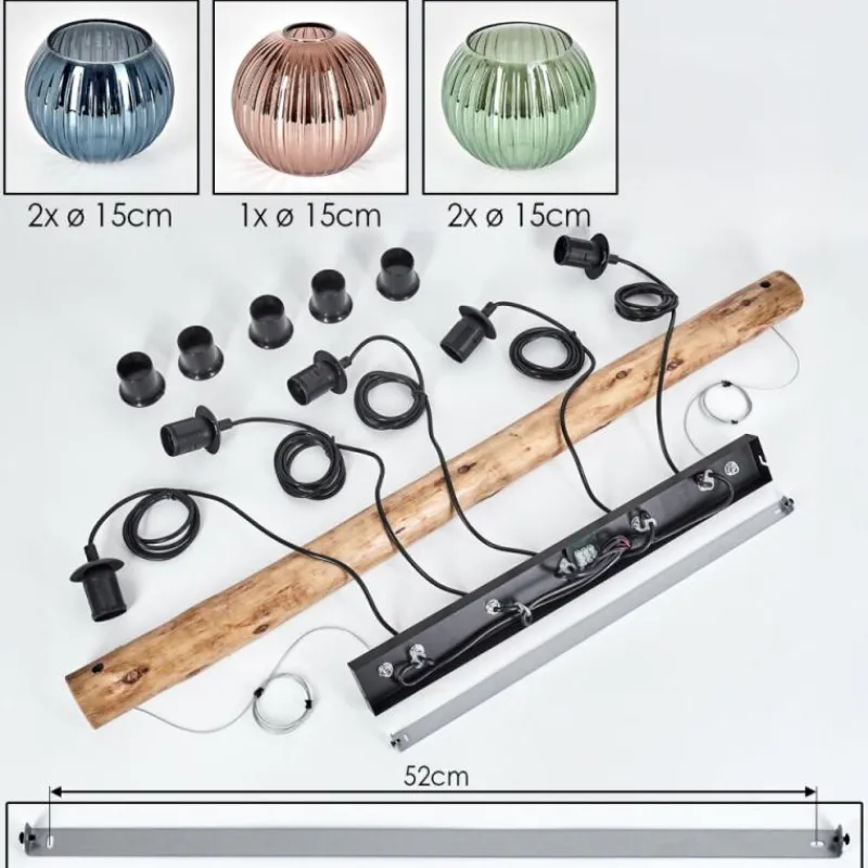 hofstein Koyoto Suspension, Boule lumineuse, Suspension Écru, Noir, 5 lumières