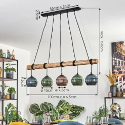 hofstein Koyoto Suspension, Boule lumineuse, Suspension Écru, Noir, 5 lumières