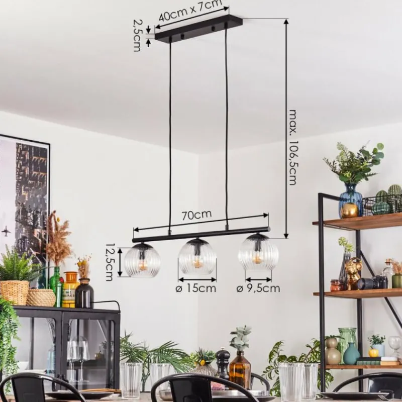 hofstein Koyoto Suspension, Boule lumineuse, Suspension Clair, 3 lumières