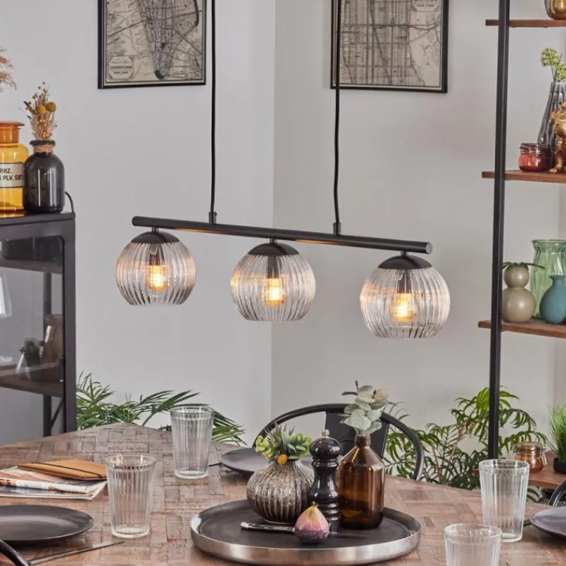 hofstein Koyoto Suspension, Boule lumineuse, Suspension Clair, 3 lumières