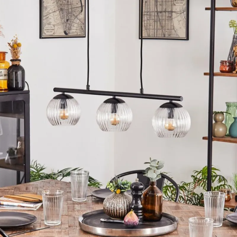 hofstein Koyoto Suspension, Boule lumineuse, Suspension Clair, 3 lumières