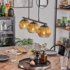 Lampes Dorées-hofstein Koyoto Suspension, Boule lumineuse, Suspension Or, Clair, 3 lumières