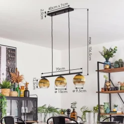 Lampes Dorées-hofstein Koyoto Suspension, Boule lumineuse, Suspension Or, Clair, 3 lumières