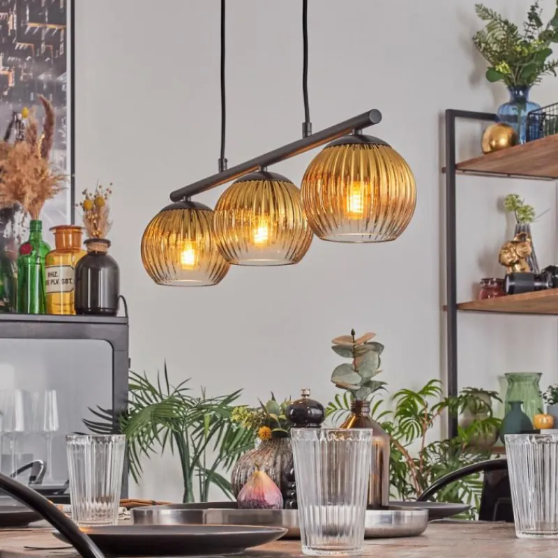 Lampes Dorées-hofstein Koyoto Suspension, Boule lumineuse, Suspension Or, Clair, 3 lumières