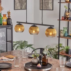 Lampes Dorées-hofstein Koyoto Suspension, Boule lumineuse, Suspension Or, Clair, 3 lumières