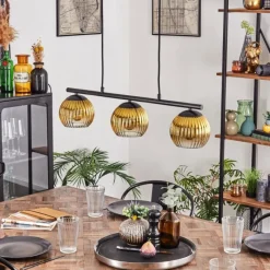 Lampes Dorées-hofstein Koyoto Suspension, Boule lumineuse, Suspension Or, Clair, 3 lumières