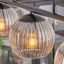 hofstein Koyoto Suspension, Boule lumineuse, Suspension Clair, Fumé, 3 lumières